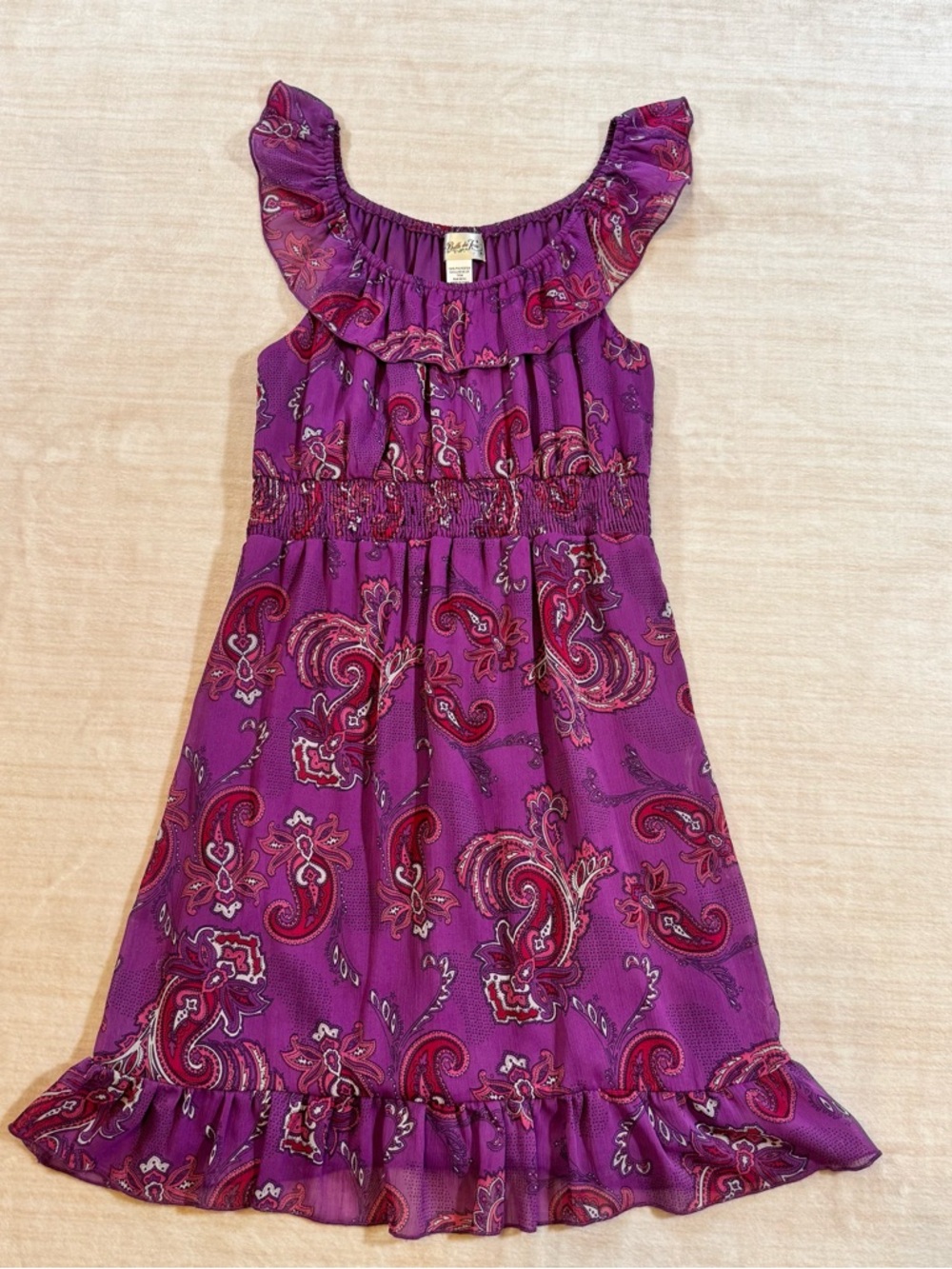 Purple Paisley Ruffle Mini Dress - Women's - Picture 2 of 11
